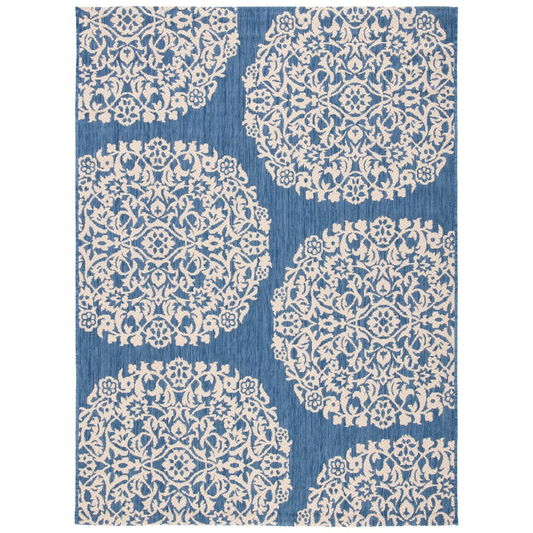 SAFAVIEH Outdoor CY6962-23321 Courtyard Blue / Ivory Rug Image 1