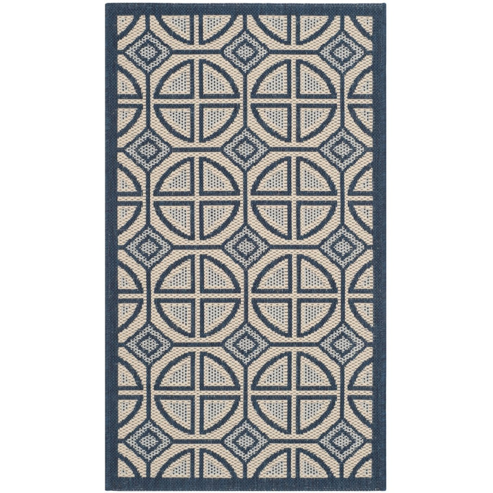 SAFAVIEH Indoor Outdoor CY7017-258 Courtyard Beige / Navy Rug Image 1