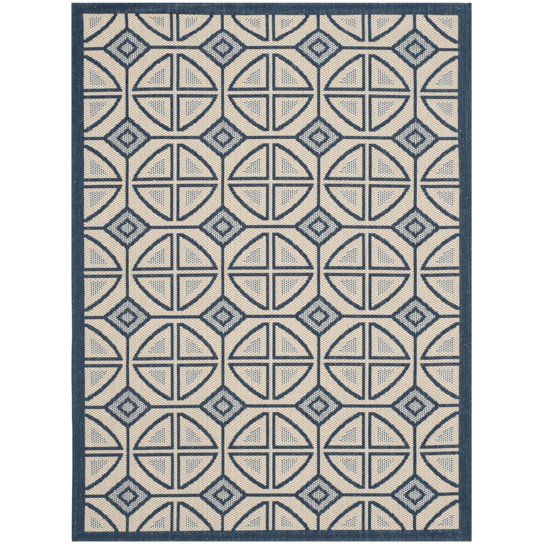 SAFAVIEH Indoor Outdoor CY7017-258 Courtyard Beige / Navy Rug Image 8