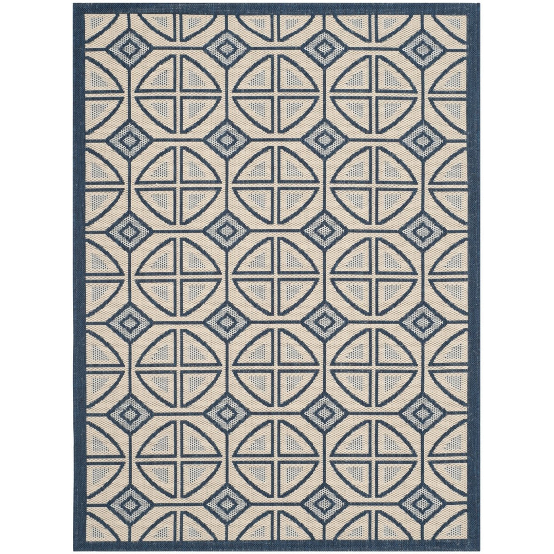 SAFAVIEH Indoor Outdoor CY7017-258 Courtyard Beige / Navy Rug Image 1