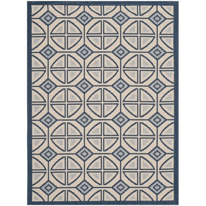 SAFAVIEH Indoor Outdoor CY7017-258 Courtyard Beige / Navy Rug Image 1