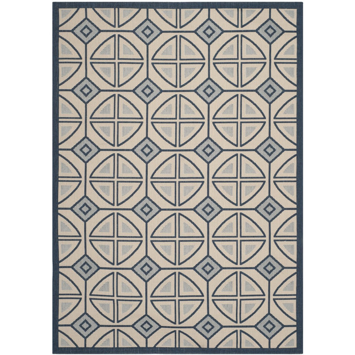 SAFAVIEH Indoor Outdoor CY7017-258 Courtyard Beige / Navy Rug Image 1