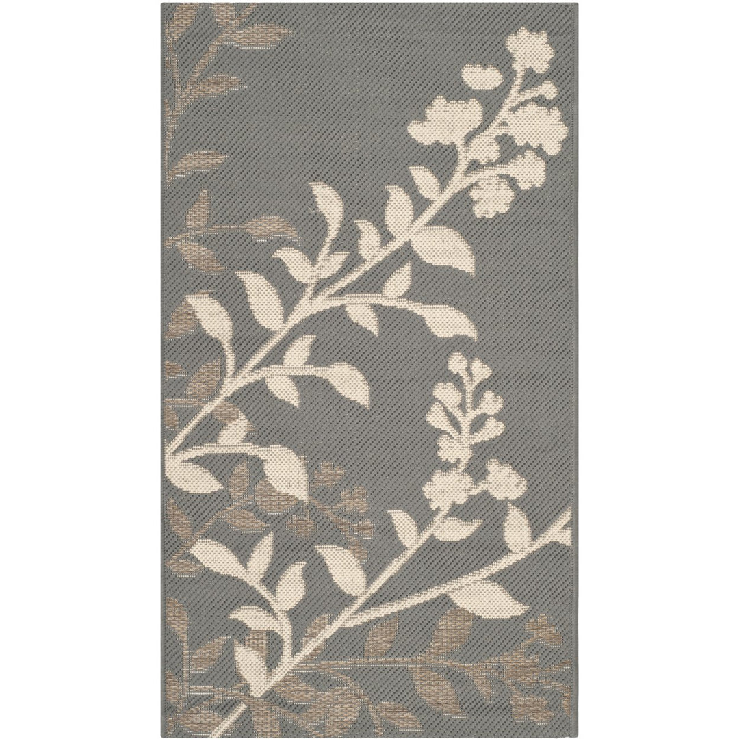 SAFAVIEH Outdoor CY7019-246 Courtyard Anthracite / Beige Rug Image 7