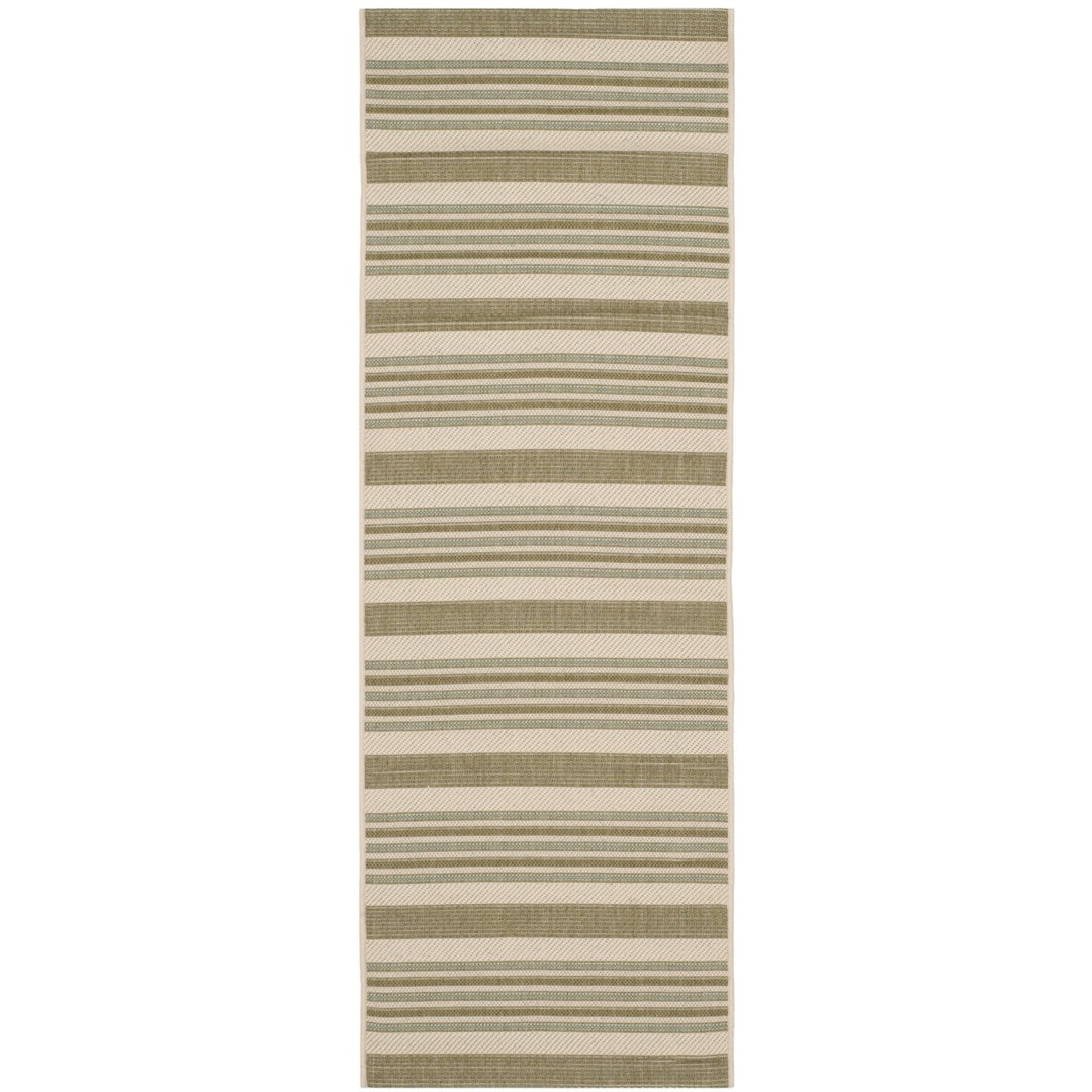 SAFAVIEH Outdoor CY7062-234A18 Courtyard Beige / Green Rug Image 1