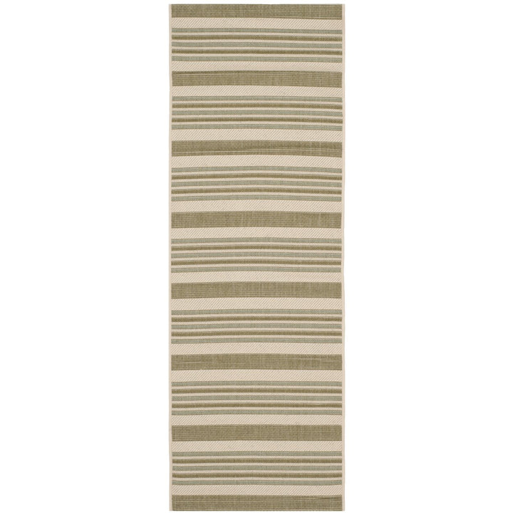 SAFAVIEH Outdoor CY7062-234A18 Courtyard Beige / Green Rug Image 1