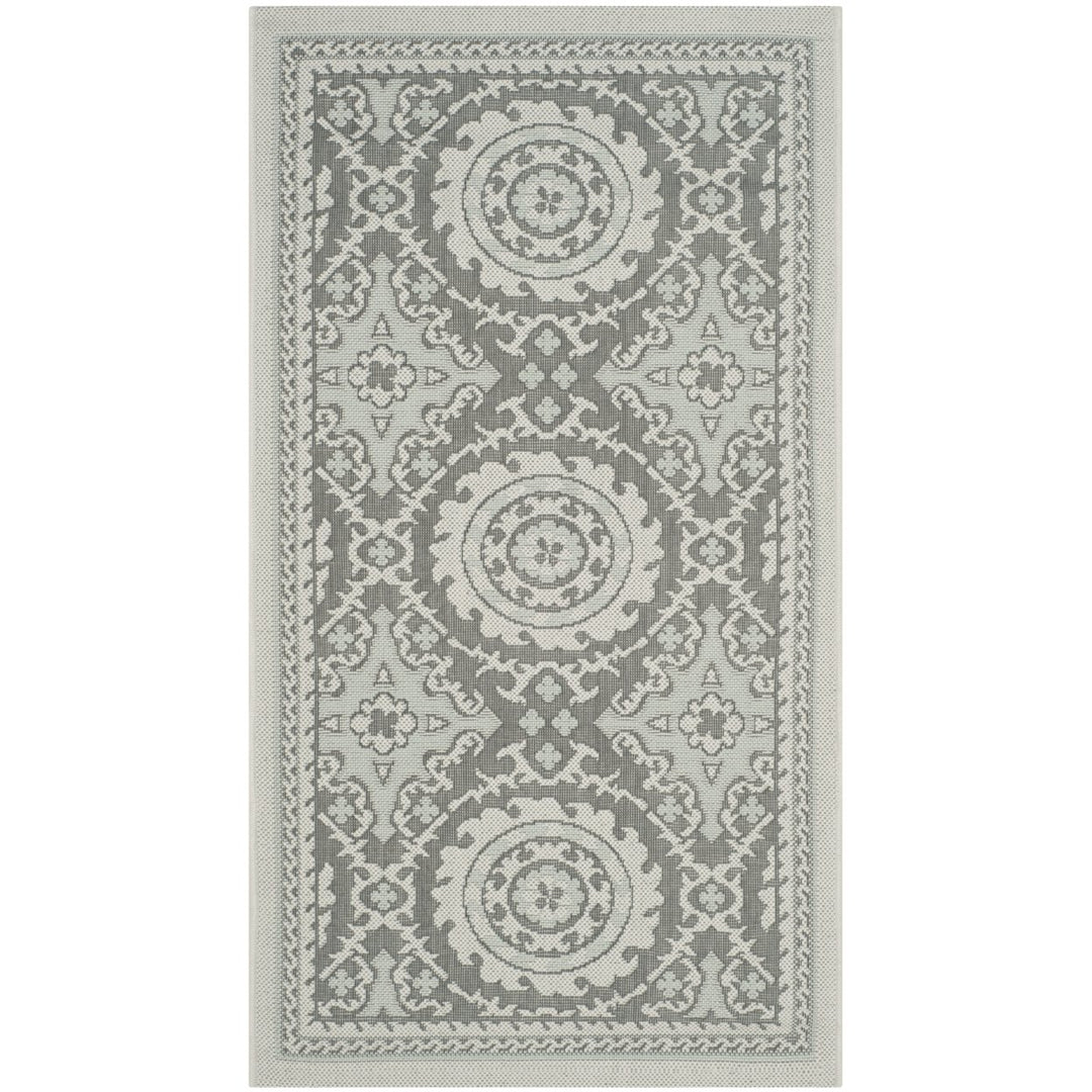 SAFAVIEH Outdoor CY7059-78A18 Courtyard Lt Grey / Anthracite Rug Image 1