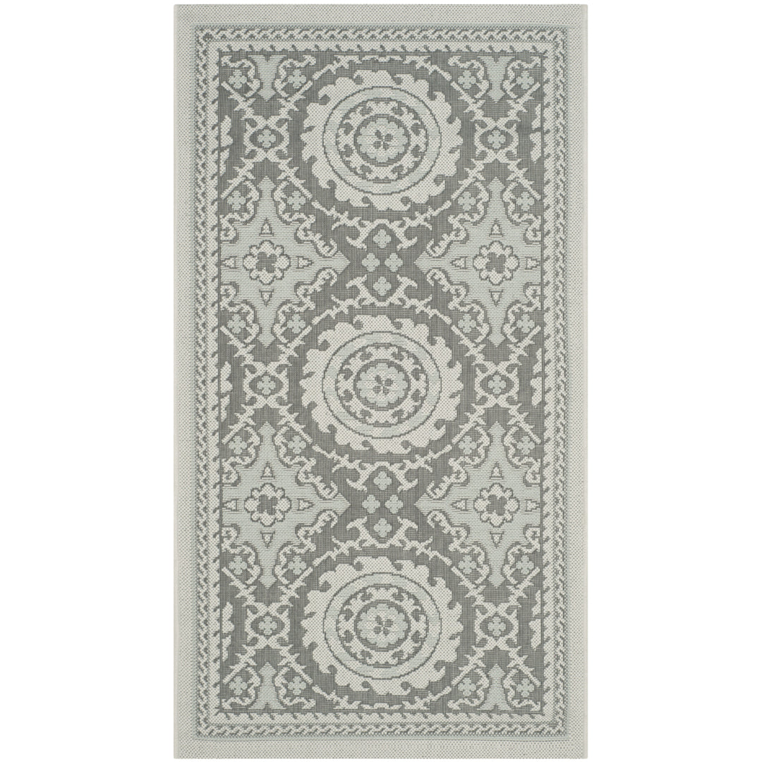 SAFAVIEH Outdoor CY7059-78A18 Courtyard Lt Grey / Anthracite Rug Image 1