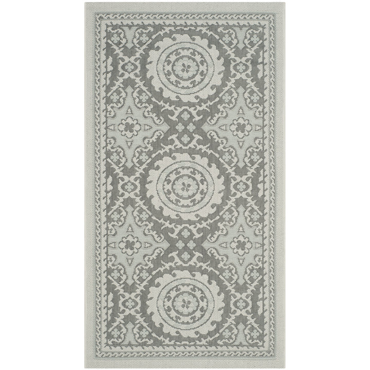 SAFAVIEH Outdoor CY7059-78A18 Courtyard Lt Grey / Anthracite Rug Image 1