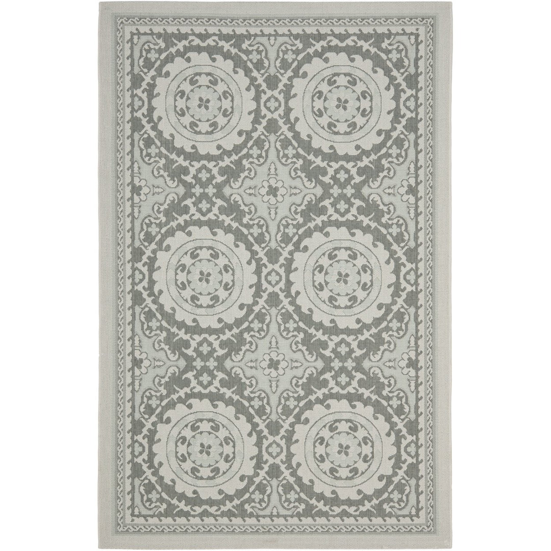 SAFAVIEH Outdoor CY7059-78A18 Courtyard Lt Grey / Anthracite Rug Image 1