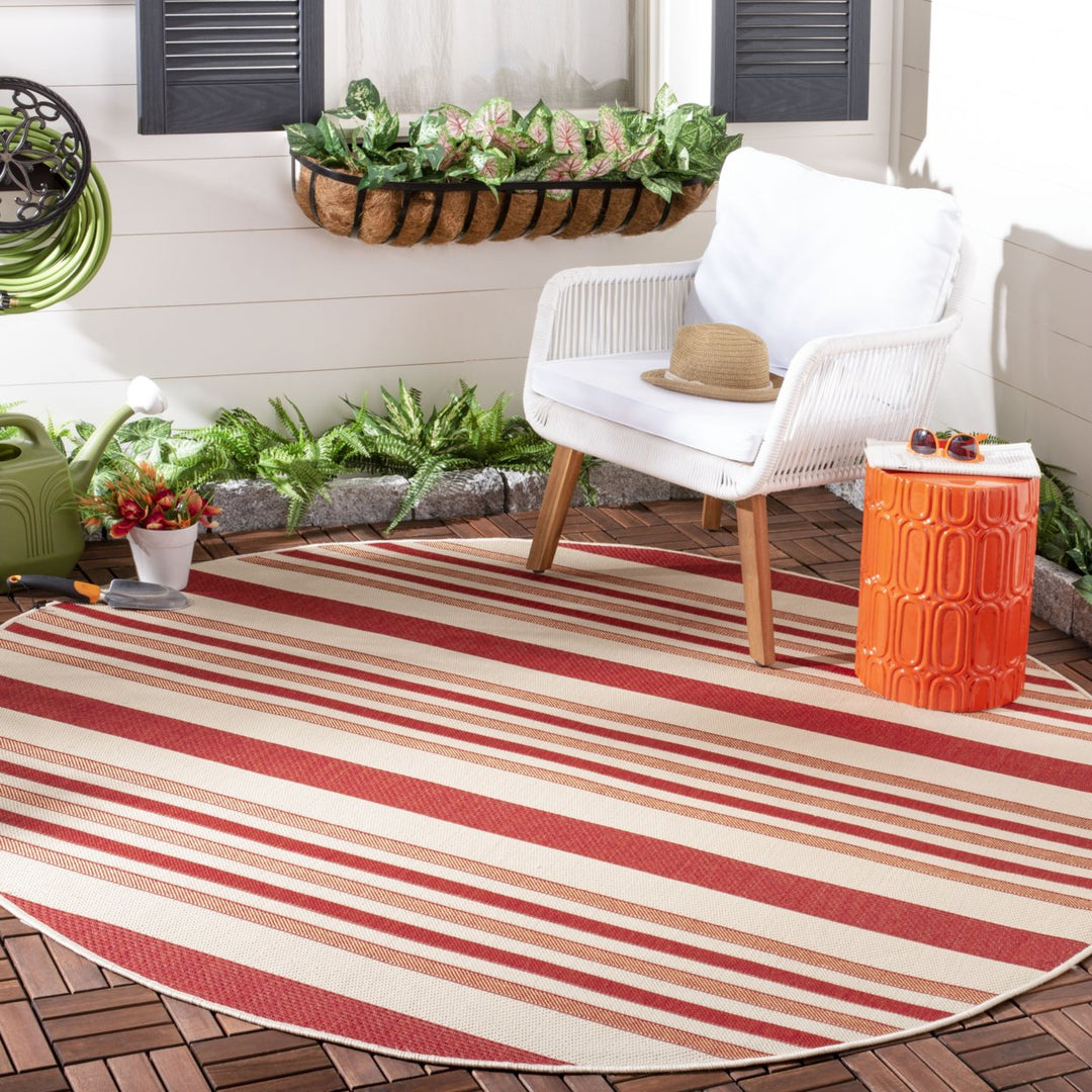 SAFAVIEH Outdoor CY7062-238A21 Courtyard Beige / Red Rug Image 2