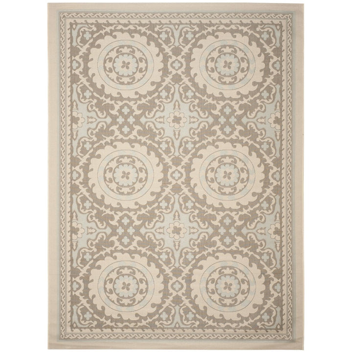 SAFAVIEH Outdoor CY7059-79A18 Courtyard Beige / Dark Beige Rug Image 1