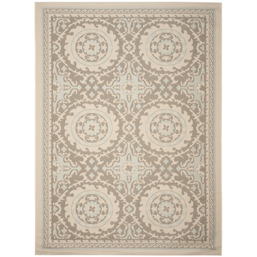 SAFAVIEH Outdoor CY7059-79A18 Courtyard Beige / Dark Beige Rug Image 1