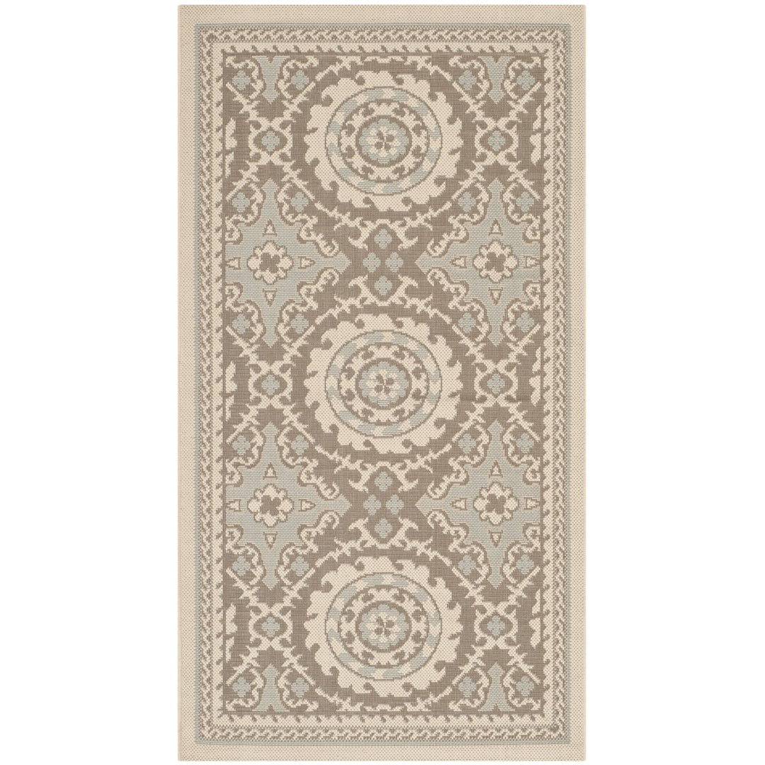 SAFAVIEH Outdoor CY7059-79A18 Courtyard Beige / Dark Beige Rug Image 1