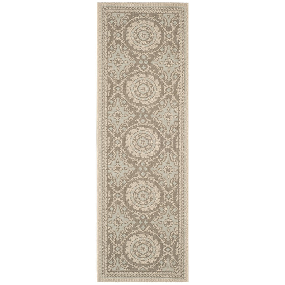 SAFAVIEH Outdoor CY7059-79A18 Courtyard Beige / Dark Beige Rug Image 1