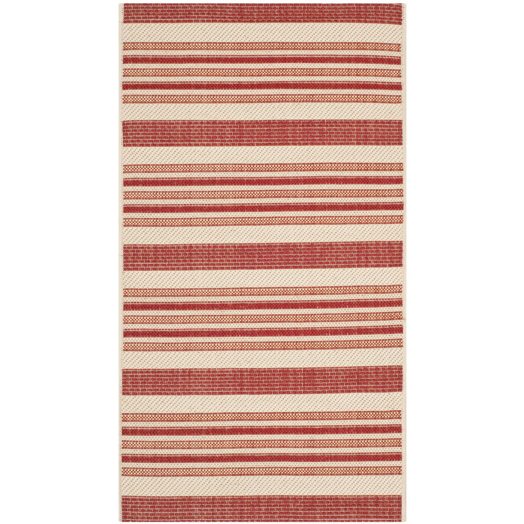 SAFAVIEH Outdoor CY7062-238A21 Courtyard Beige / Red Rug Image 1