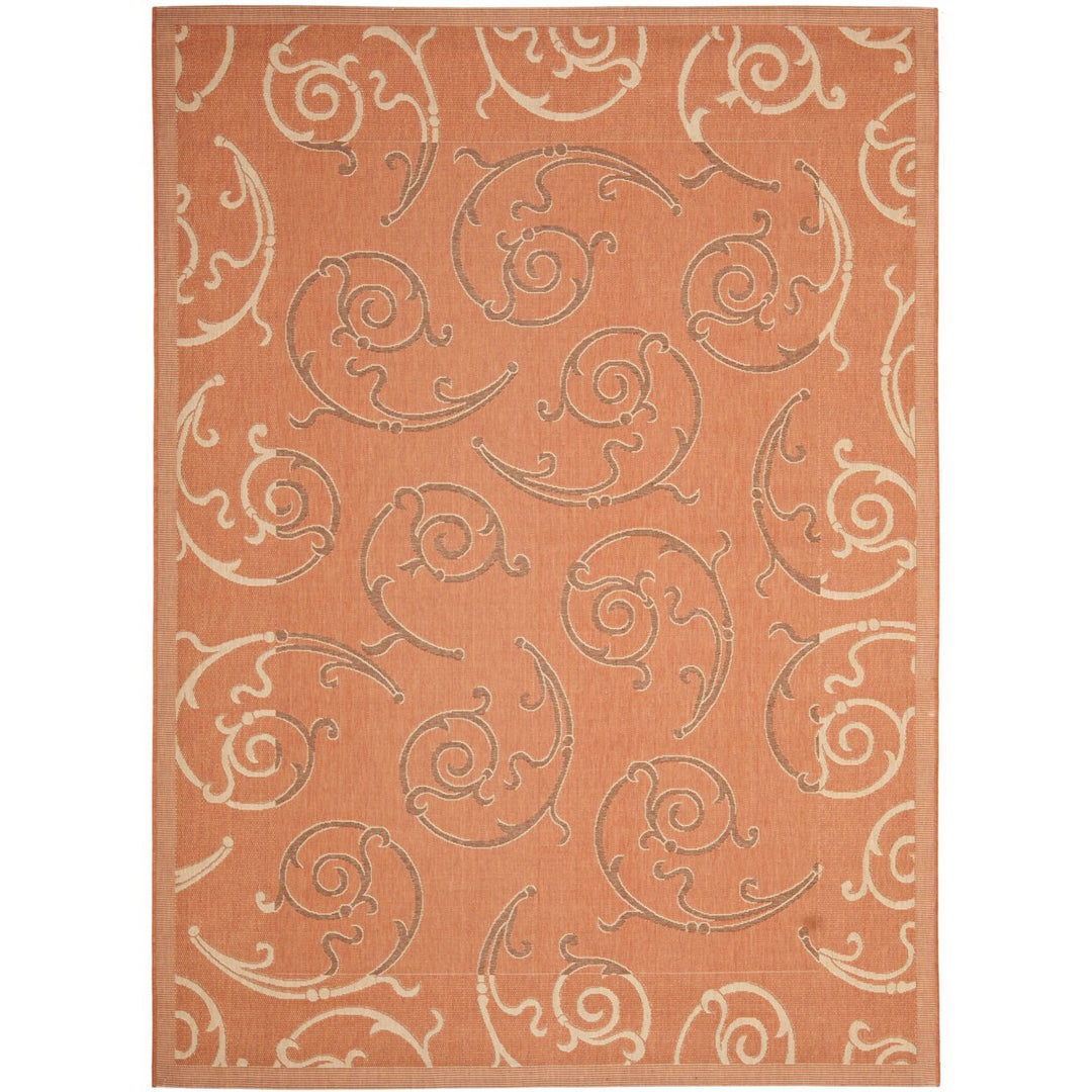 SAFAVIEH Outdoor CY7108-21A7 Courtyard Terracotta / Cream Rug Image 1