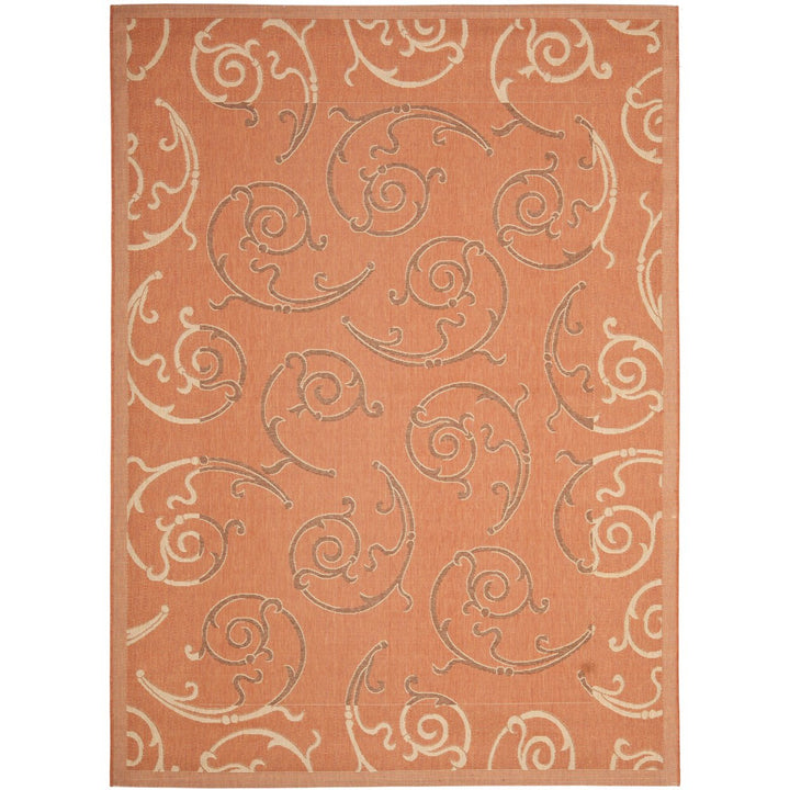 SAFAVIEH Outdoor CY7108-21A7 Courtyard Terracotta / Cream Rug Image 1