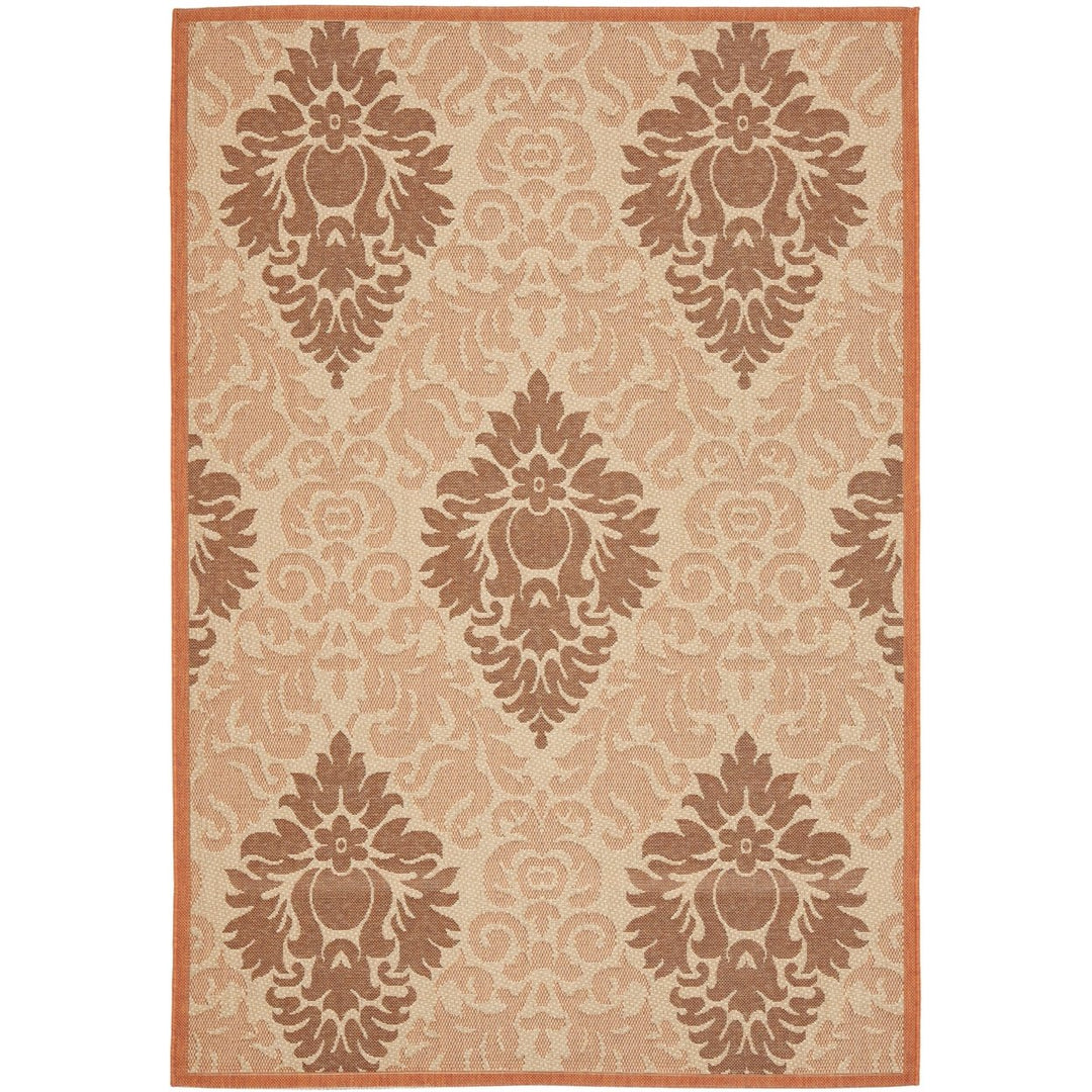 SAFAVIEH Outdoor CY7133-11A7 Courtyard Cream / Terracotta Rug Image 1