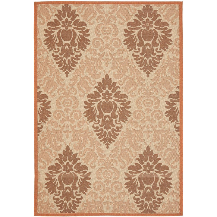 SAFAVIEH Outdoor CY7133-11A7 Courtyard Cream / Terracotta Rug Image 1