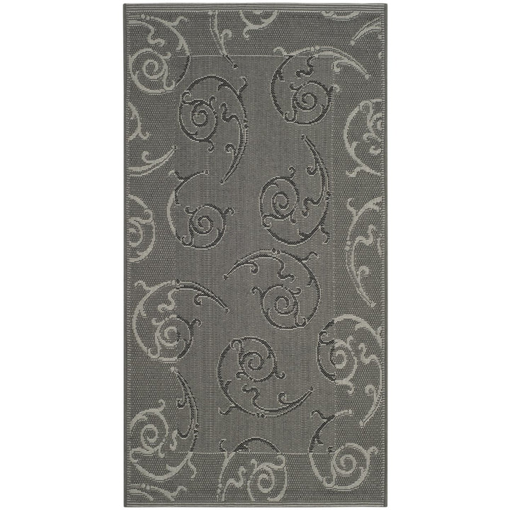 SAFAVIEH Outdoor CY7108-87A5 Courtyard Anthracite / Lt Grey Rug Image 1