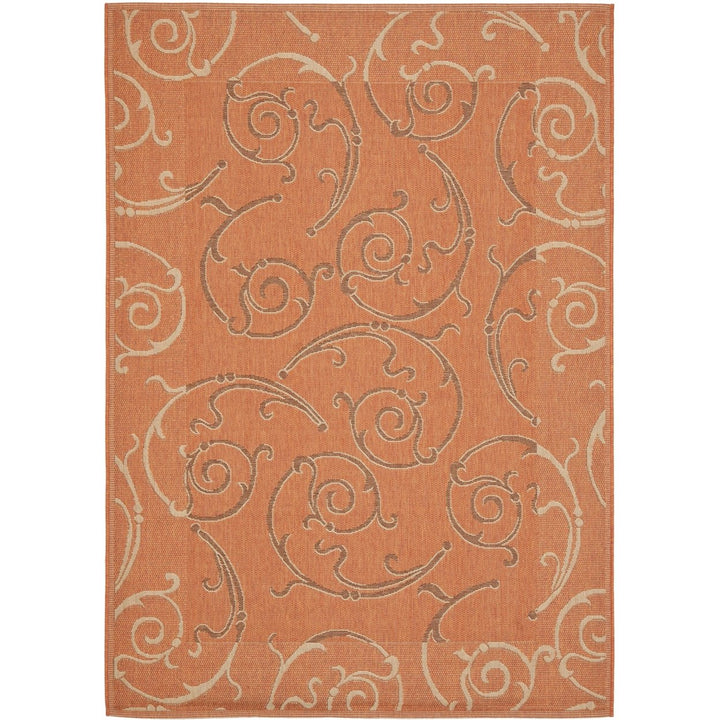 SAFAVIEH Outdoor CY7108-21A7 Courtyard Terracotta / Cream Rug Image 1