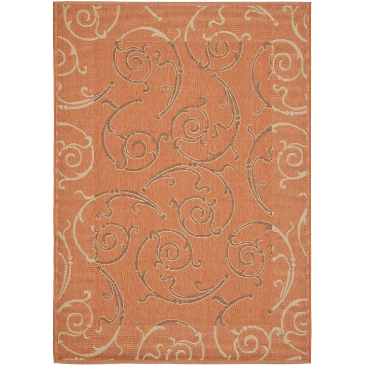 SAFAVIEH Outdoor CY7108-21A7 Courtyard Terracotta / Cream Rug Image 6