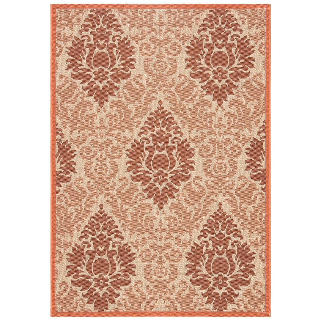 SAFAVIEH Outdoor CY7133-11A7 Courtyard Cream / Terracotta Rug Image 1