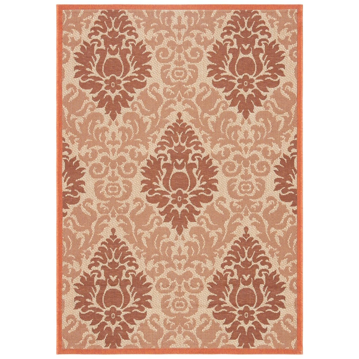 SAFAVIEH Outdoor CY7133-11A7 Courtyard Cream / Terracotta Rug Image 1