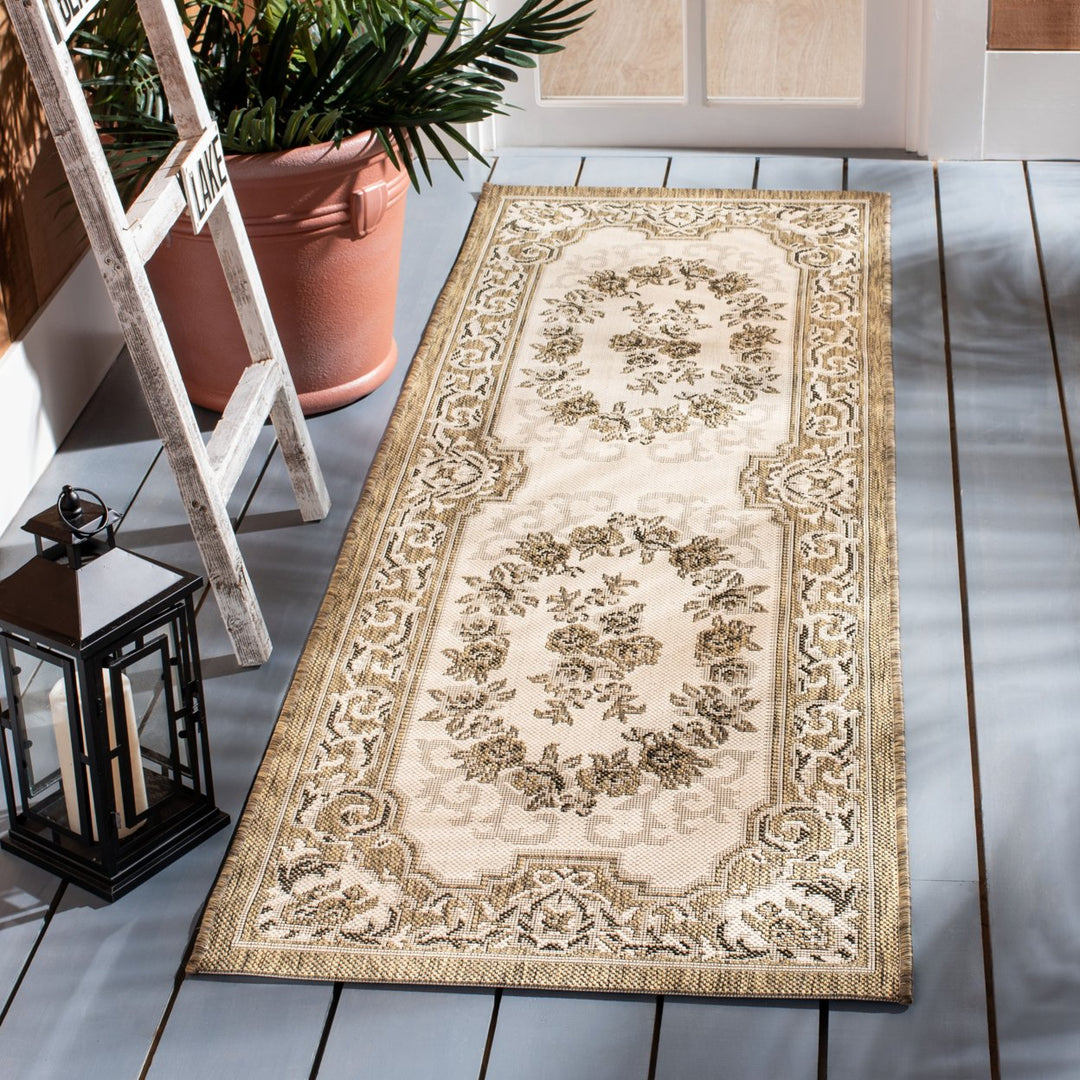 SAFAVIEH Outdoor CY7208-12A5 Courtyard Creme / Brown Rug Image 3