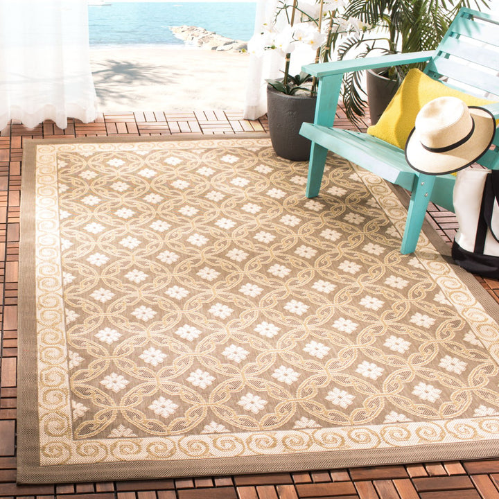 SAFAVIEH Outdoor CY7810-97A21 Courtyard Beige / Beige Rug Image 1