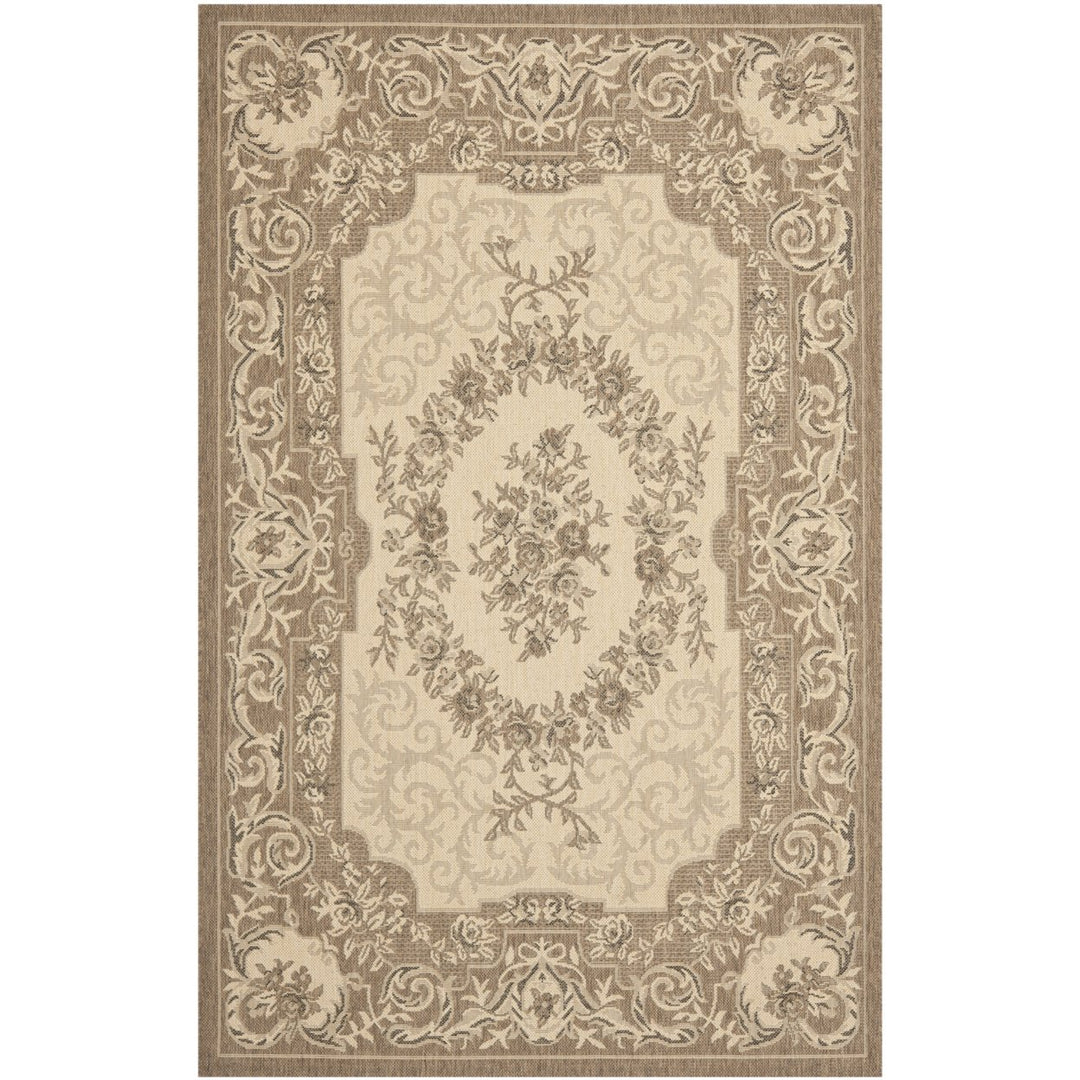 SAFAVIEH Outdoor CY7208-12A5 Courtyard Creme / Brown Rug Image 1