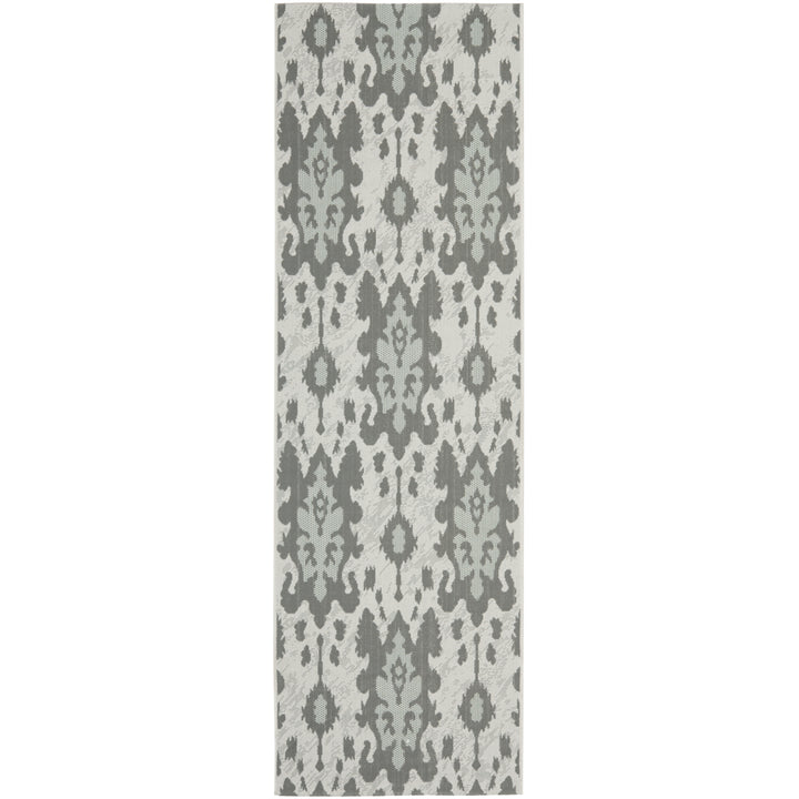 SAFAVIEH Outdoor CY7276-78A18 Courtyard Anthracite / Aqua Weft Rug Image 3