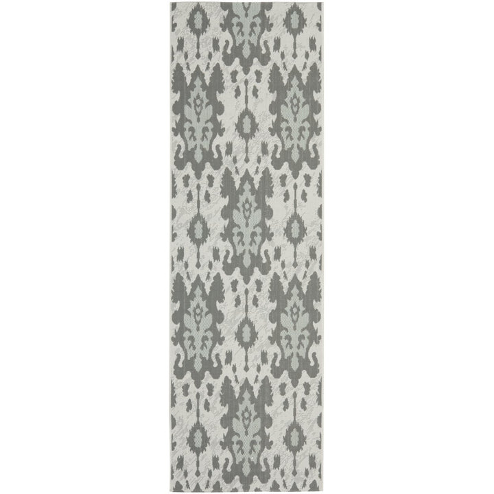 SAFAVIEH Outdoor CY7276-78A18 Courtyard Anthracite / Aqua Weft Rug Image 1