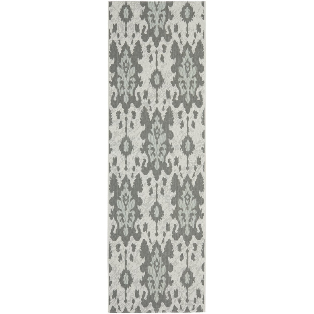 SAFAVIEH Outdoor CY7276-78A18 Courtyard Anthracite / Aqua Weft Rug Image 1