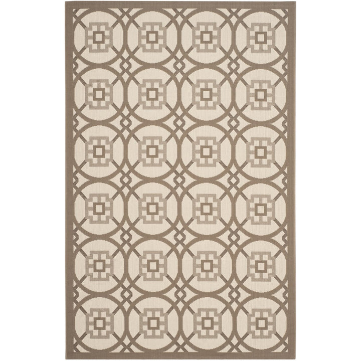 SAFAVIEH Outdoor CY7476-07912 Courtyard Beige / Dark Beige Rug Image 1