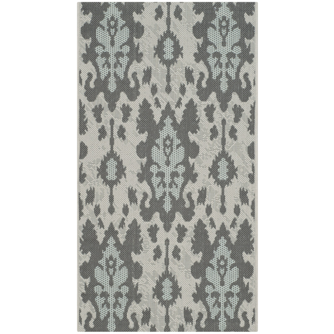 SAFAVIEH Outdoor CY7276-78A18 Courtyard Anthracite / Aqua Weft Rug Image 5
