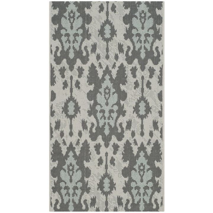 SAFAVIEH Outdoor CY7276-78A18 Courtyard Anthracite / Aqua Weft Rug Image 5