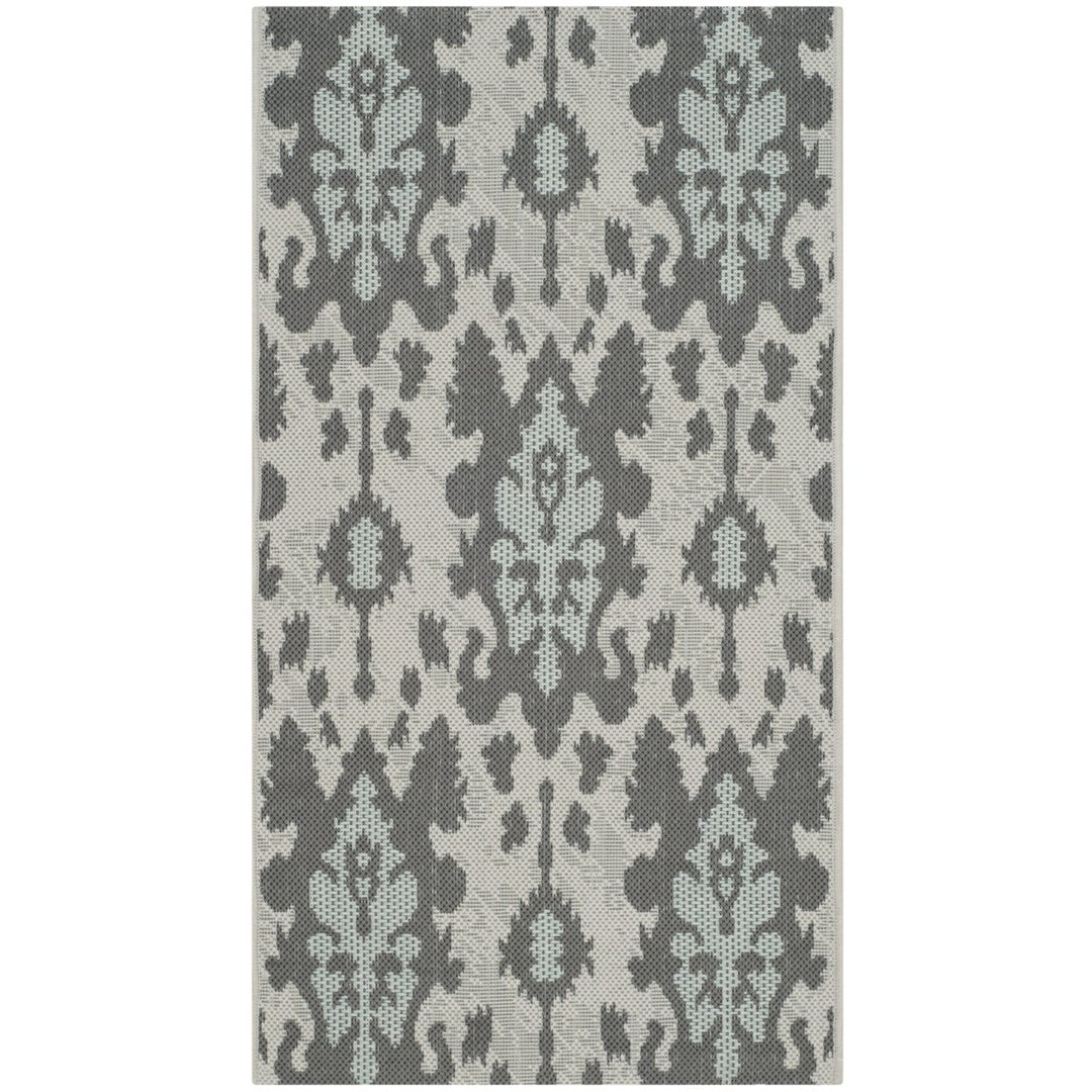 SAFAVIEH Outdoor CY7276-78A18 Courtyard Anthracite / Aqua Weft Rug Image 1