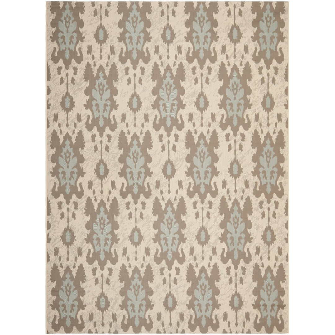 SAFAVIEH Outdoor CY7276-79A18 Courtyard Dk Beige / Aqua Weft Rug Image 1