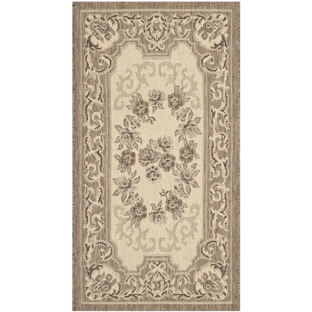 SAFAVIEH Outdoor CY7208-12A5 Courtyard Creme / Brown Rug Image 1