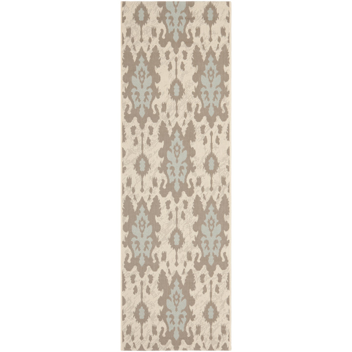 SAFAVIEH Outdoor CY7276-79A18 Courtyard Dk Beige / Aqua Weft Rug Image 4