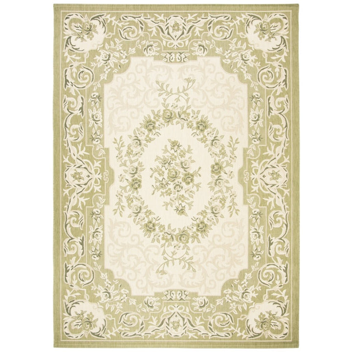 SAFAVIEH Outdoor CY7208-14A5 Courtyard Cream / Green Rug Image 1