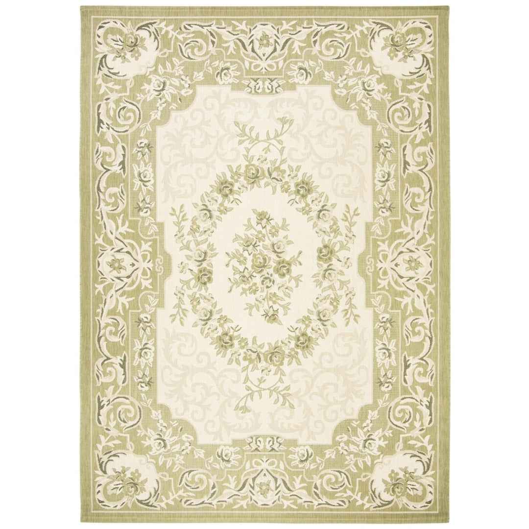 SAFAVIEH Outdoor CY7208-14A5 Courtyard Cream / Green Rug Image 1