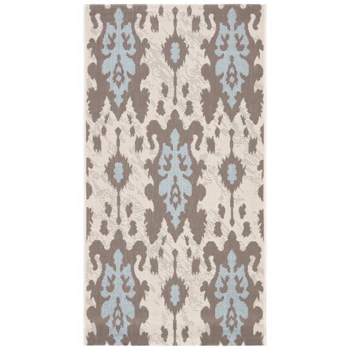 SAFAVIEH Outdoor CY7276-79A18 Courtyard Dk Beige / Aqua Weft Rug Image 1