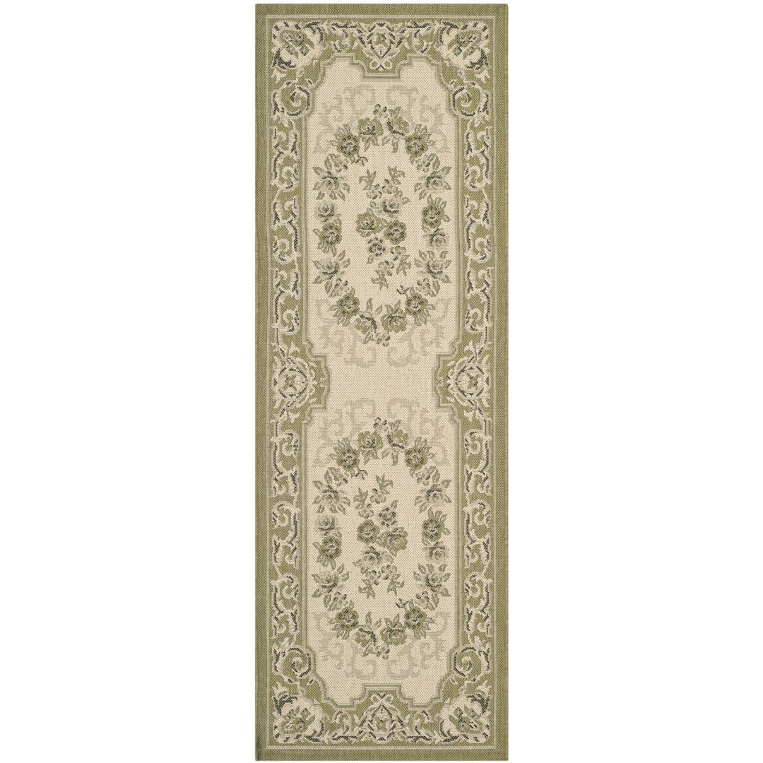 SAFAVIEH Outdoor CY7208-14A5 Courtyard Cream / Green Rug Image 6