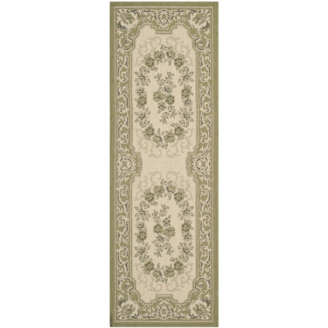 SAFAVIEH Outdoor CY7208-14A5 Courtyard Cream / Green Rug Image 1