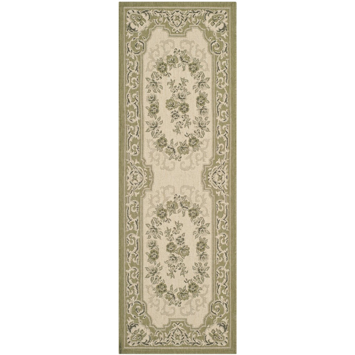 SAFAVIEH Outdoor CY7208-14A5 Courtyard Cream / Green Rug Image 1