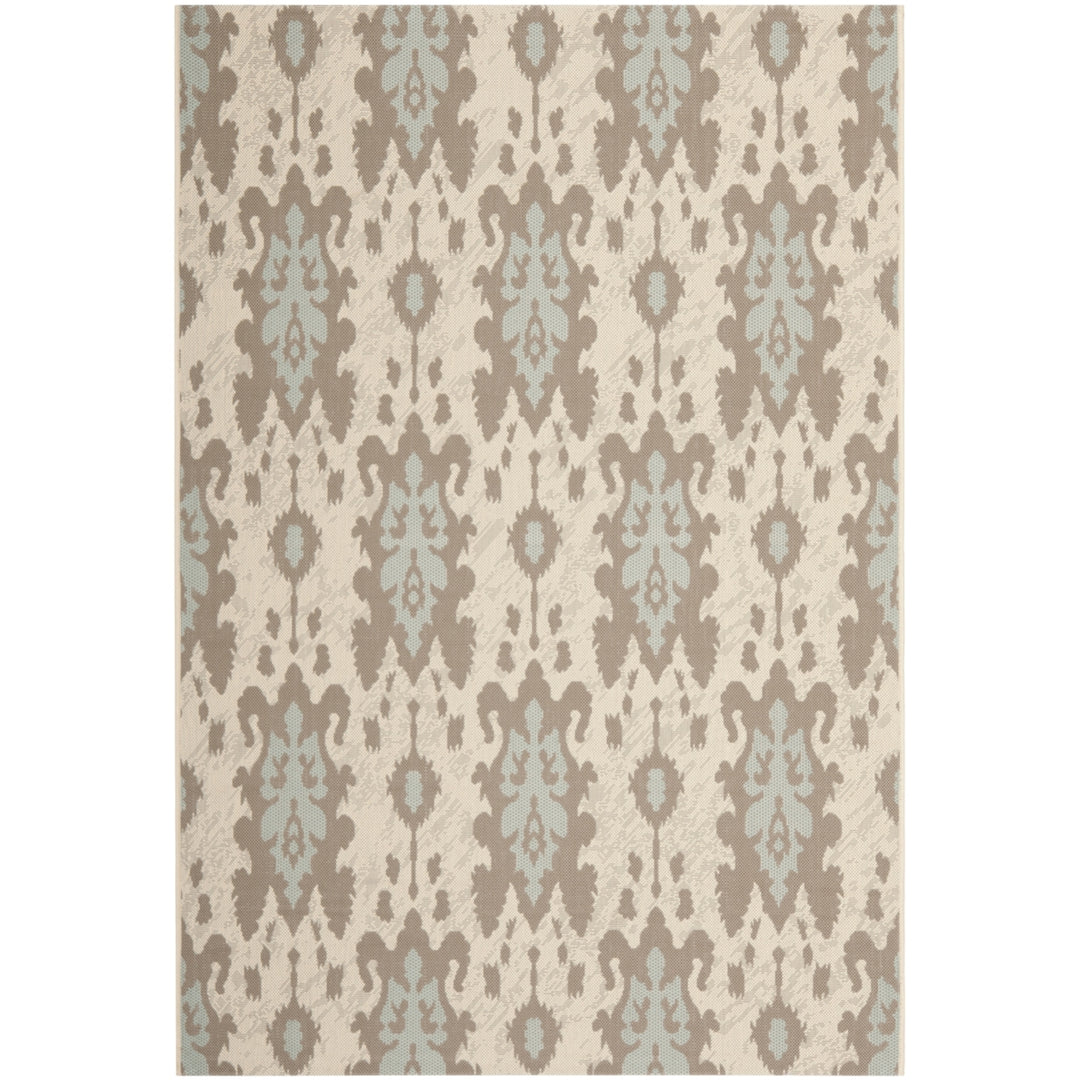 SAFAVIEH Outdoor CY7276-79A18 Courtyard Dk Beige / Aqua Weft Rug Image 7