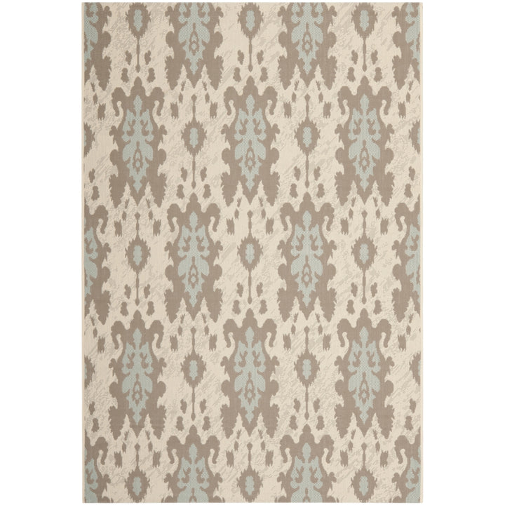 SAFAVIEH Outdoor CY7276-79A18 Courtyard Dk Beige / Aqua Weft Rug Image 1