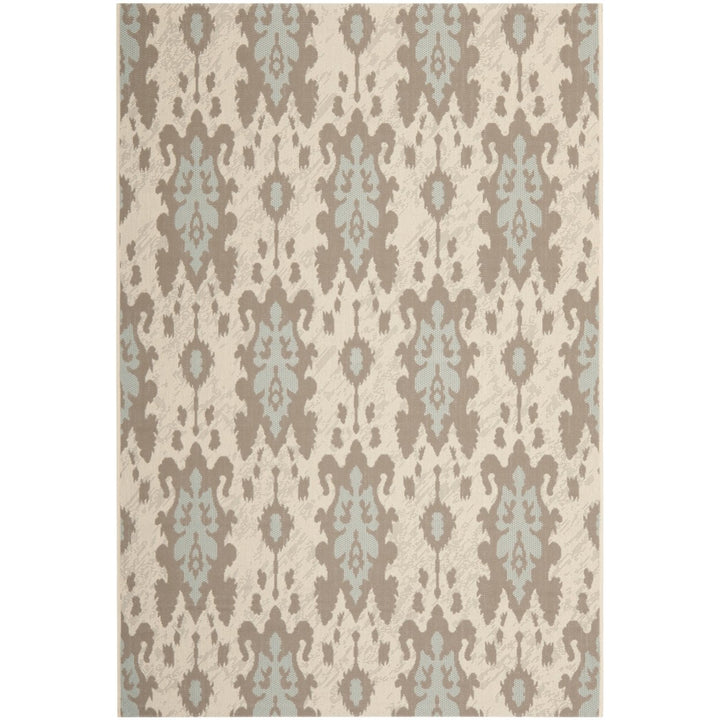 SAFAVIEH Outdoor CY7276-79A18 Courtyard Dk Beige / Aqua Weft Rug Image 1